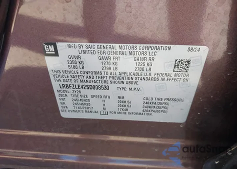 2025 Buick Envision Sport Touring Awd z USA, uszkodzony, nr VIN LRBFZLE42SD008530